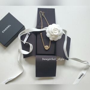 Chanel 25SS Crystal CC Gold Necklace Brand New ABF860